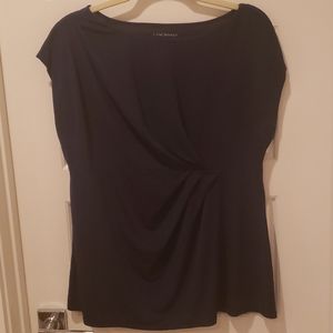 Navy Pleated Cap Sleeve Top with Empire Waist XL